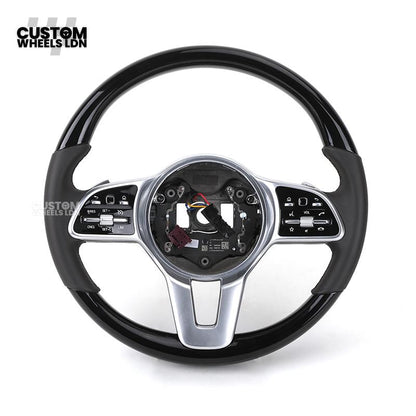 Mercedes Custom Steering Wheel | Silver AMG Dual-Spoke Style | Black Leather Grip | Fits W205 W213 W222 + more | Retrofit Option Available