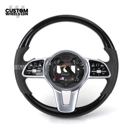 Mercedes Custom Steering Wheel | Silver AMG Dual-Spoke Style | Black Leather Grip | Fits W205 W213 W222 + more | Retrofit Option Available