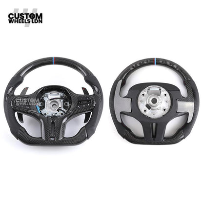 BMW G-Series Custom Carbon Flat Bottom Steering Wheel – Gloss Carbon Fiber with Paddle Shifters – Fits G20 G21 G22 G23 G30 G31 G11 G12 G14 G15 G16 G05 G06 G07 + more