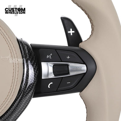 BMW Custom F-Series Carbon & Cream Leather Steering Wheel – M Stripe | Fits F20 F22 F30 F32 F36 M2 M3 M4 + more