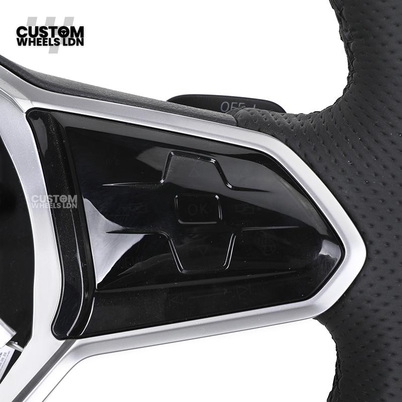 Volkswagen MK8 Custom Steering Wheel – OEM Style with Perforated Leather Grips & Piano Black Trim | Fits Golf GTI, R-Line + more | Plug & Play Upgrade