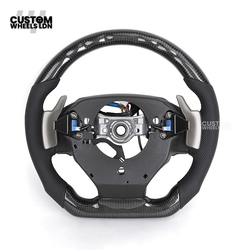 Lexus Custom Steering Wheel, Carbon Fiber Flat Bottom, Perforated Leather Grips, Paddle Cutouts | Fits CT, IS, GS, RX, NX + More | Sporty Retrofit Upgrade | Plug & Play | Built for Comfort & OEM Fitment
