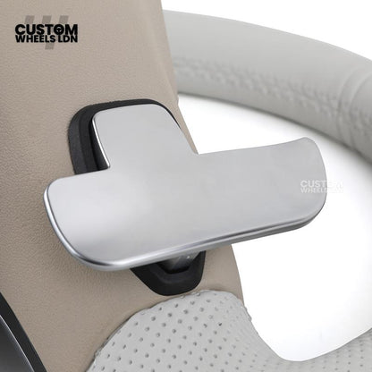 Mercedes Custom AMG Flat Bottom Steering Wheel – White Leather, Perforated Sides, Silver AMG Trim, Touch Buttons & Silver Paddles | Fits W205 C-Class, W213 E-Class, GLC, GLE, CLS + more | Plug & Play |  Airbag | Retrofit Upgrade for Older Model Available