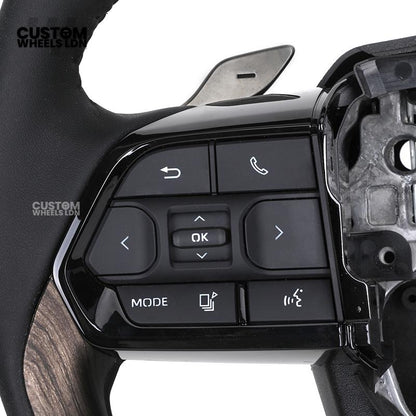 Toyota Custom Steering Wheel – Dark Woodgrain Trim, Perforated Leather, OEM Shape with Paddles | Fits Camry, Auris, Corolla, RAV4 + More | Plug & Play Upgrade | Ideal for Daily Use or Executive Builds