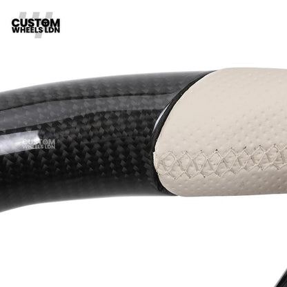 Mercedes Custom Steering Wheel | Piano Black & Carbon Fibre with Full Cream Leather | AMG Style | Complete Retrofit | Fits W205 W204 W212 W213 W218 + more