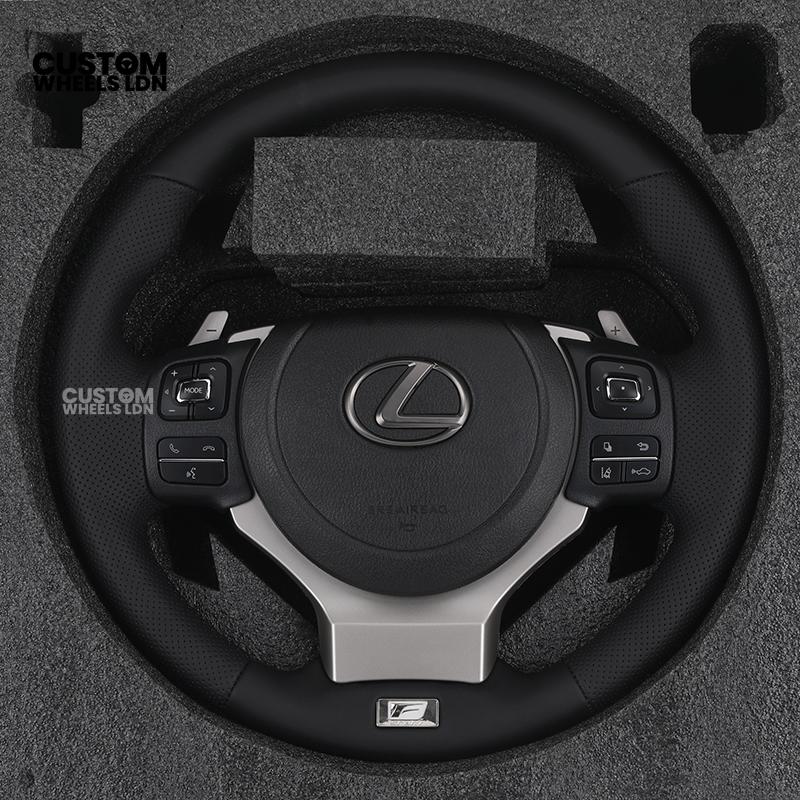 Lexus Custom F Sport Steering Wheel – Perforated Leather, Silver Trim, OEM Controls | Fits IS, GS, RC, RX + more | Plug & Play | Luxury Retrofit Upgrade