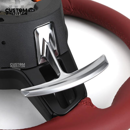Porsche Custom Steering Wheel – Full Red Leather with Chrome Trim | Fits 997, 991, Panamera, Cayenne, Cayman (2000+ Plug & Play)