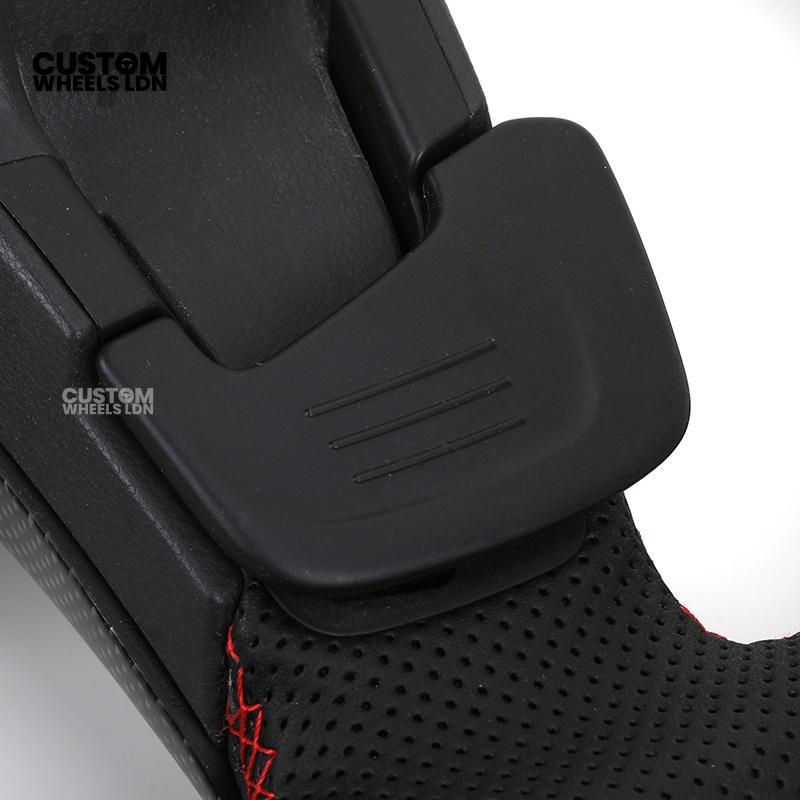 Volkswagen MK7 Custom Steering Wheel – Carbon Fibre with Red Centre Stripe, Perforated Leather Grips | Fits Golf GTI, R, Scirocco + more | Plug & Play
