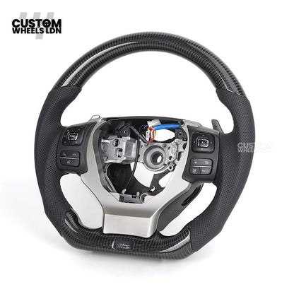 Lexus Custom Steering Wheel, Carbon Fiber Flat Bottom, Perforated Leather Grips, Paddle Cutouts | Fits CT, IS, GS, RX, NX + More | Sporty Retrofit Upgrade | Plug & Play | Built for Comfort & OEM Fitment