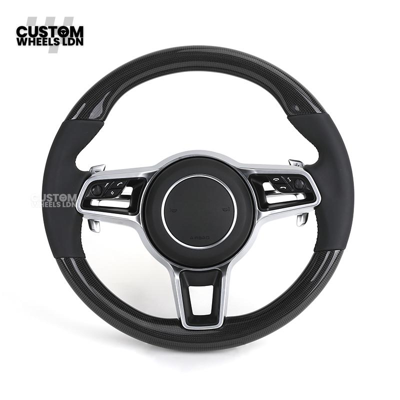 Porsche Custom Steering Wheel – Carbon Fibre & Leather with Chrome Trim | Fits 997, 991, Panamera, Cayenne, Cayman (2000+ Plug & Play)