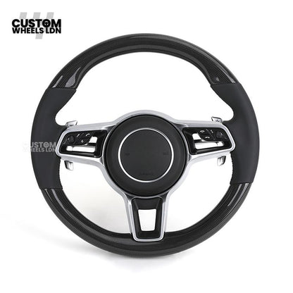 Porsche Custom Steering Wheel – Carbon Fibre & Leather with Chrome Trim | Fits 997, 991, Panamera, Cayenne, Cayman (2000+ Plug & Play)
