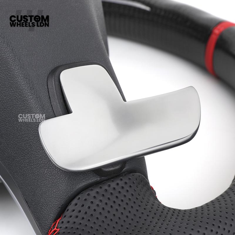 Mercedes Custom Steering Wheel | AMG Style Carbon & Leather | Red Stitching & Center Stripe | Complete Retrofit for Older Models | Fits W204 W212 W218 + more