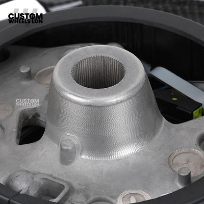 BMW Custom Carbon Fibre Steering Wheel – White Perforated Leather | M-Stripe Marker | Plug & Play | Fits older models