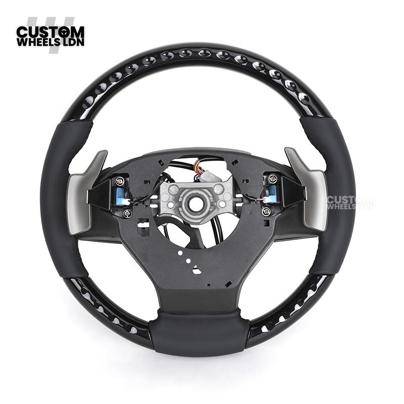 Lexus Custom Steering Wheel – Gloss Woodgrain & Matte Black Leather | OEM-Style Luxury Upgrade | Fits RX, GS, IS, NX, CT + More | Plug & Play | Comfort-Focused Premium Finish