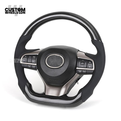 Lexus Custom Carbon Steering Wheel – Flat Bottom, Perforated Leather, OEM Controls | Fits IS, GS, RC, CT + more | Plug & Play Upgrade