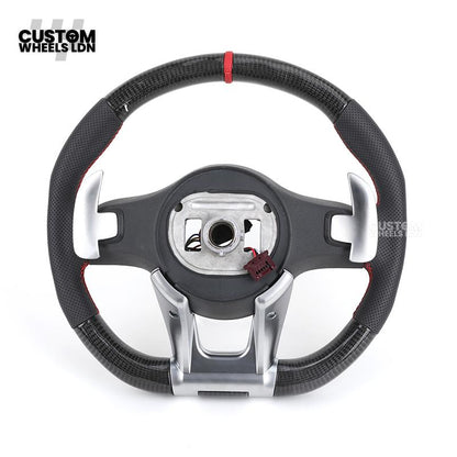 Mercedes Custom Steering Wheel | AMG Style Carbon & Leather | Red Stitching & Center Stripe | Complete Retrofit for Older Models | Fits W204 W212 W218 + more