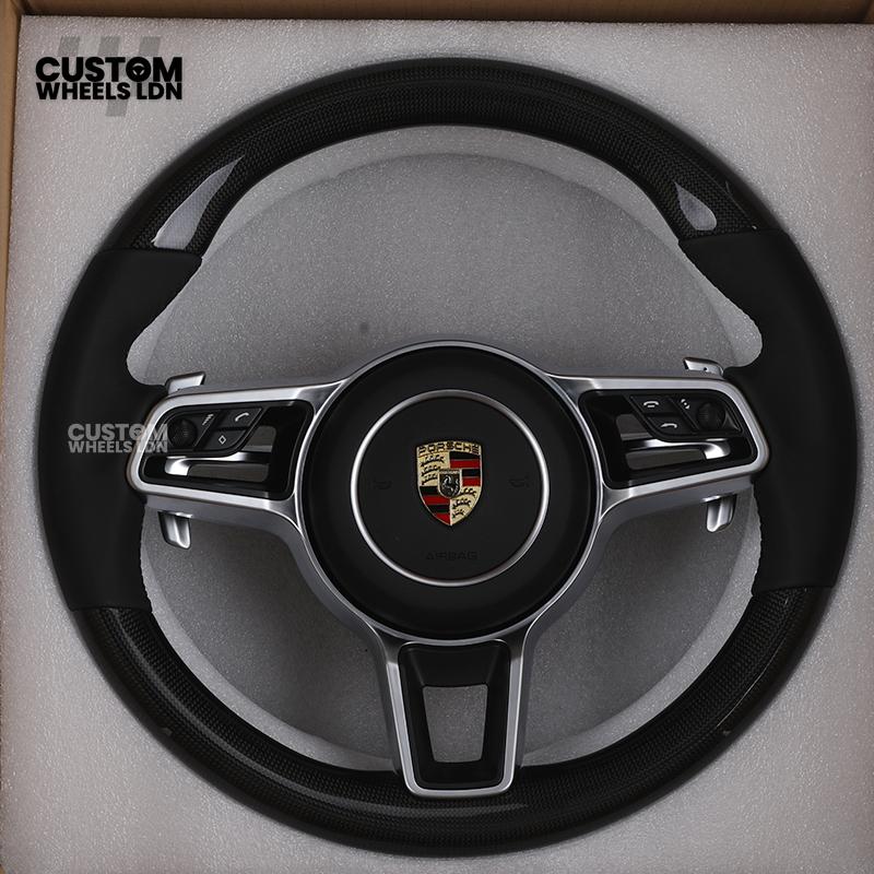 Porsche Custom Steering Wheel – Carbon Fibre & Leather with Chrome Trim | Fits 997, 991, Panamera, Cayenne, Cayman (2000+ Plug & Play)