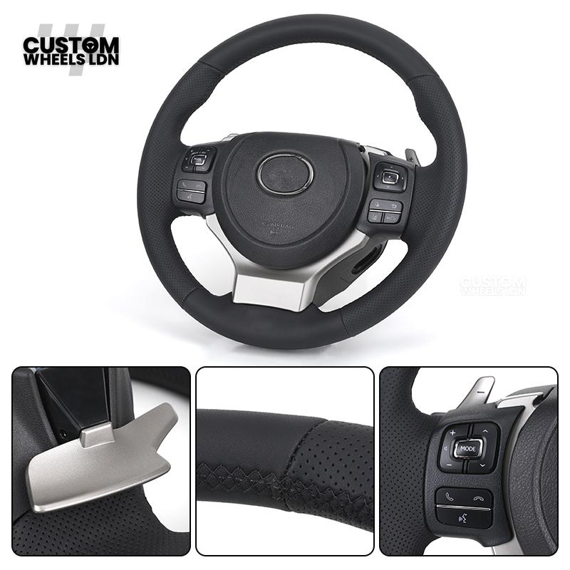 Lexus Custom F Sport Steering Wheel – Perforated Leather, Silver Trim, OEM Controls | Fits IS, GS, RC, RX + more | Plug & Play | Luxury Retrofit Upgrade