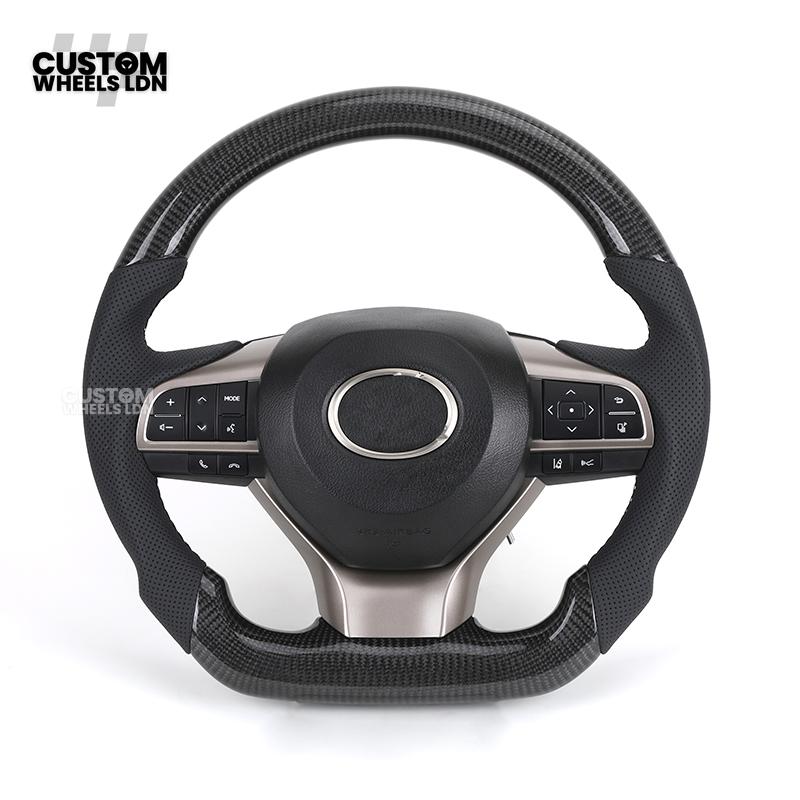 Lexus Custom Carbon Steering Wheel – Flat Bottom, Perforated Leather, OEM Controls | Fits IS, GS, RC, CT + more | Plug & Play Upgrade