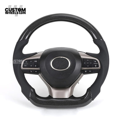 Lexus Custom Carbon Steering Wheel – Flat Bottom, Perforated Leather, OEM Controls | Fits IS, GS, RC, CT + more | Plug & Play Upgrade