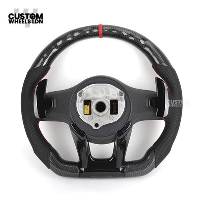 Mercedes Custom Steering Wheel | AMG Style Carbon with Red Stitching & Stripe | Black Trim + Red AMG Badge | Complete Retrofit for Older Models | Fits W205 W204 W212 W213 W218 W207 + more
