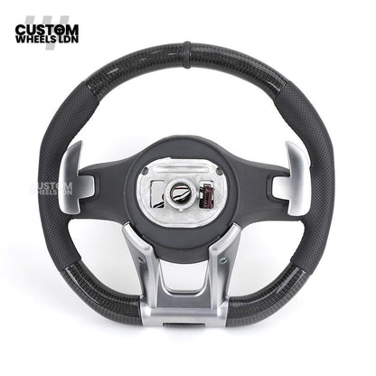 Mercedes Custom Steering Wheel | AMG Style Carbon & Leather | Full Black with Silver Trim | Complete Retrofit for Older Models | Fits W204 W212 W218 + more