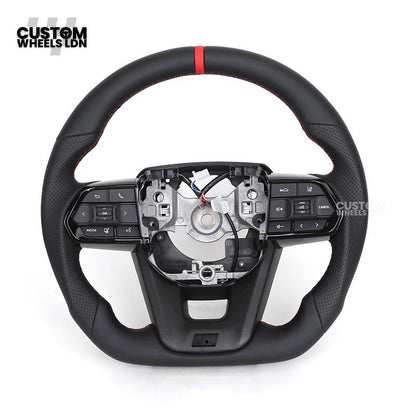 Toyota Custom GR Steering Wheel – Flat Bottom, Perforated Leather, Red Stitching, GR Badge | Fits Hilux GR Sport, Revo, Auris + More | Plug & Play | Complete Custom Spec Available | Upgrade for Older Models