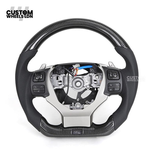 Lexus Custom Steering Wheel, Carbon Fiber Flat Bottom, Perforated Leather Grips, Paddle Cutouts | Fits CT, IS, GS, RX, NX + More | Sporty Retrofit Upgrade | Plug & Play | Built for Comfort & OEM Fitment