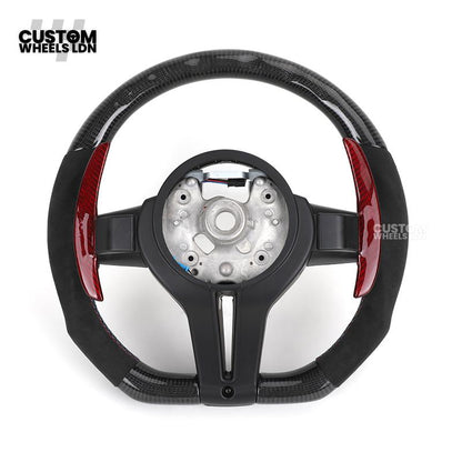 BMW Custom Carbon Fibre Steering Wheel – Red Paddle Set | Alcantara Sides | Track Style | Plug & Play | Fits F20, F22, F30, F32, F36, M2, M3, M4 + more