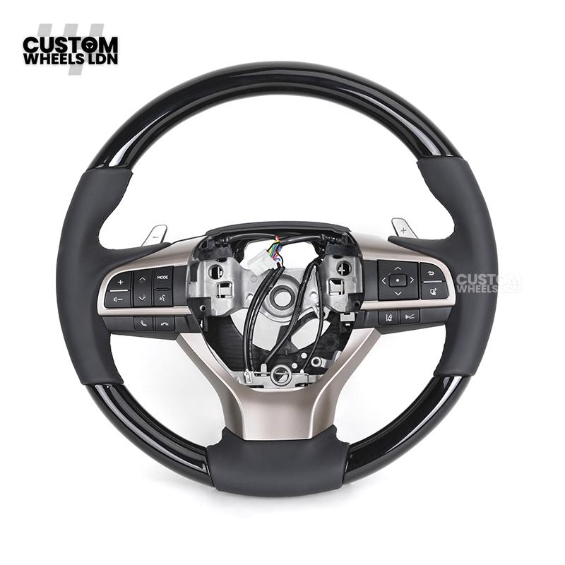 Lexus Custom Steering Wheel – Gloss Woodgrain & Matte Black Leather | OEM-Style Luxury Upgrade | Fits RX, GS, IS, NX, CT + More | Plug & Play | Comfort-Focused Premium Finish