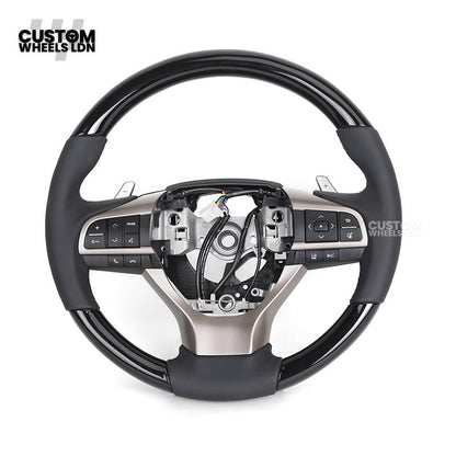 Lexus Custom Steering Wheel – Gloss Woodgrain & Matte Black Leather | OEM-Style Luxury Upgrade | Fits RX, GS, IS, NX, CT + More | Plug & Play | Comfort-Focused Premium Finish