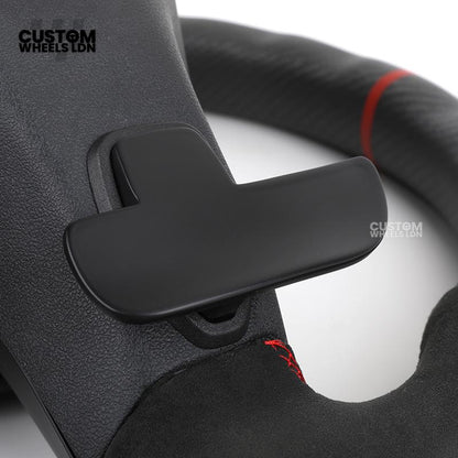 Mercedes Custom AMG Steering Wheel Flat Bottom Alcantara + Satin Carbon | Red Stitching & Marker | Complete Retrofit | Fits C-Class, E-Class, GLC, CLA, GLS, W205, W213, W222 + more
