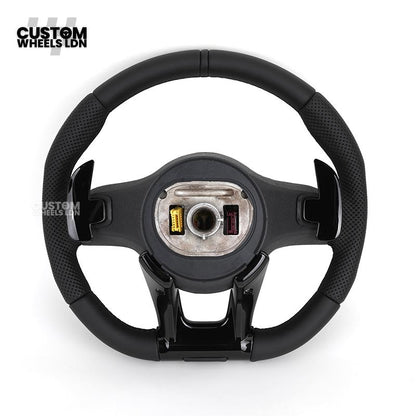 rcedes Custom AMG Flat Bottom Steering Wheel – Full Black Leather, Piano Black Trim, Touch Control Buttons, AMG Badge | Fits C-Class, E-Class, CLS, GLC, GLE, G-Class + more | Plug & Play | Retrofit Upgrade for Older Models