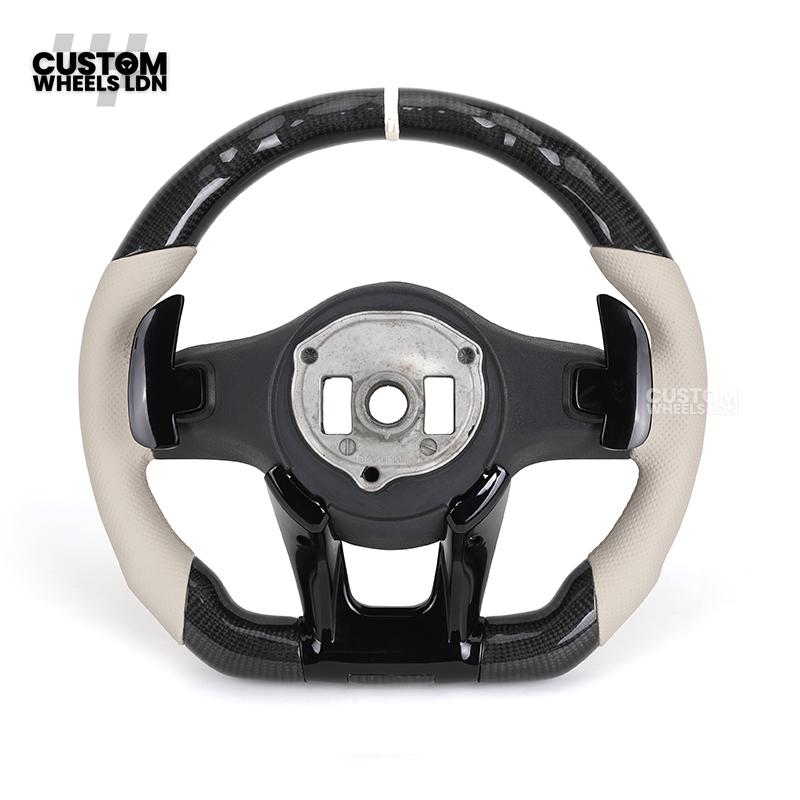 Mercedes Custom Steering Wheel | Piano Black & Carbon Fibre with Full Cream Leather | AMG Style | Complete Retrofit | Fits W205 W204 W212 W213 W218 + more