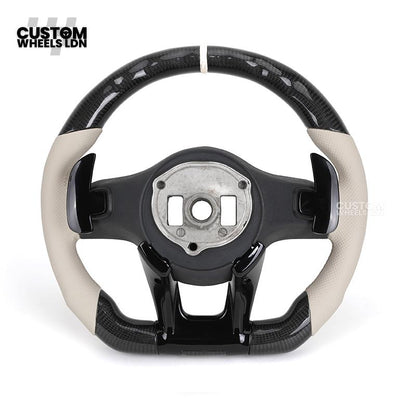 Mercedes Custom Steering Wheel | Piano Black & Carbon Fibre with Full Cream Leather | AMG Style | Complete Retrofit | Fits W205 W204 W212 W213 W218 + more