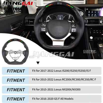 Lexus Custom Steering Wheel, Carbon Fiber Flat Bottom, Perforated Leather Grips, Paddle Cutouts | Fits CT, IS, GS, RX, NX + More | Sporty Retrofit Upgrade | Plug & Play | Built for Comfort & OEM Fitment