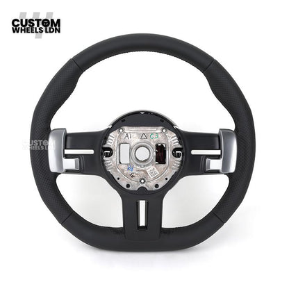 Mercedes Custom W223 Flat Bottom Steering Wheel – Black Leather, Tan Stitching, Silver Trim, Touch Control Buttons | Fits S-Class W223, GLE, GLS, E-Class W213 Facelift + more | Plug & Play | With Airbag | Retrofit Upgrade for Older Models Available
