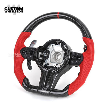 BMW Custom F-Series Carbon Fibre & Red Steering Wheel – Perforated Leather | Fits F20 F22 F30 F32 F36 M2 M3 M4 + more