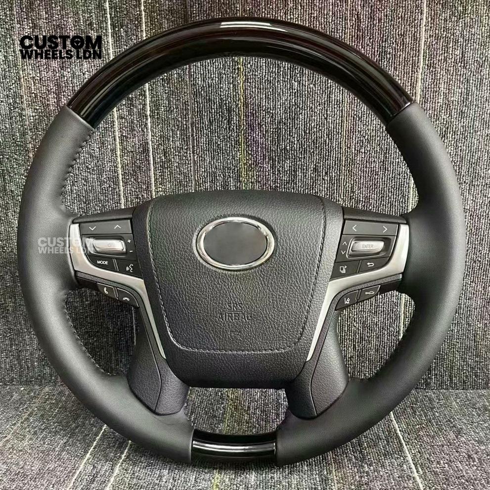 Toyota Custom Steering Wheel – Black Gloss Trim, Classic Leather Finish, OEM Shape | Fits Auris, Corolla, Prius, RAV4 + More | Plug & Play | Comfortable Daily Upgrade