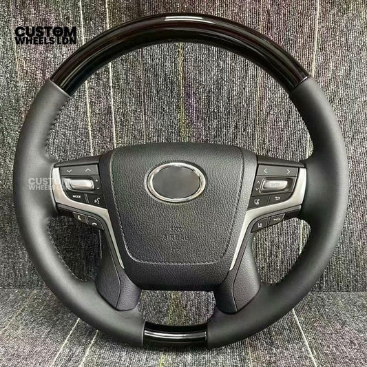 Toyota Custom Steering Wheel – Black Gloss Trim, Classic Leather Finish, OEM Shape | Fits Auris, Corolla, Prius, RAV4 + More | Plug & Play | Comfortable Daily Upgrade