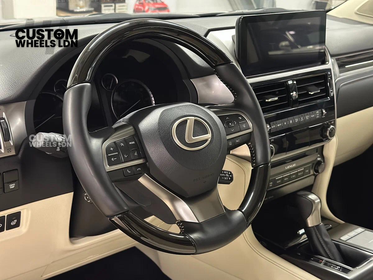 Lexus Custom Steering Wheel – Gloss Wood Trim, Smooth Black Leather, Factory Controls, OEM Finish | Fits RX, GS, IS, LS, NX + more | Plug & Play | Retrofit Upgrade for Older Models