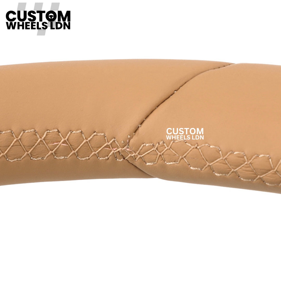 Porsche Custom Beige Full Leather Steering Wheel - Fits Most Models: 911, Cayenne, Panamera, Macan, Boxter, Taycan & More