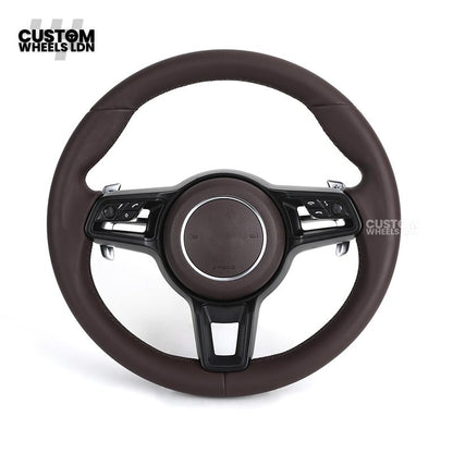 Porsche Custom Steering Wheel – Full Brown Leather | Fits 997, 991, Cayenne, Panamera (2000+ Plug & Play)
