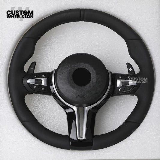 BMW Custom Steering Wheel – Smooth Leather, Gloss Black Trim & Paddle Shifters | Fits F20 F21 F22 F30 F31 F32 F33 F36 F10 F11 F06 F12 F13 X1 X3 X4 X5 X6 + More
