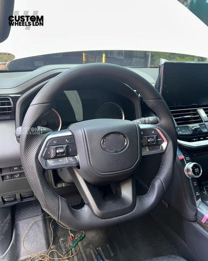 Toyota Custom GR Steering Wheel – Flat Bottom, Perforated Leather, Red Stitching, GR Badge | Fits Hilux GR Sport, Revo, Auris + More | Plug & Play | Complete Custom Spec Available | Upgrade for Older Models