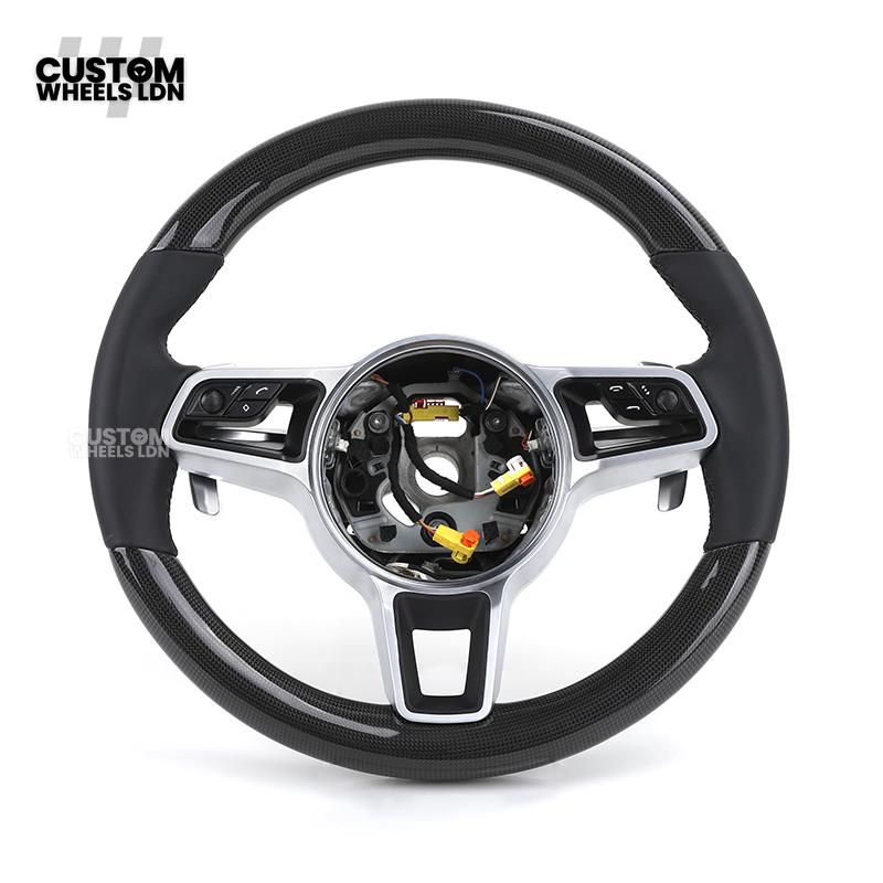 Porsche Custom Steering Wheel – Carbon Fibre & Leather with Chrome Trim | Fits 997, 991, Panamera, Cayenne, Cayman (2000+ Plug & Play)