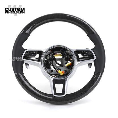 Porsche Custom Steering Wheel – Carbon Fibre & Leather with Chrome Trim | Fits 997, 991, Panamera, Cayenne, Cayman (2000+ Plug & Play)