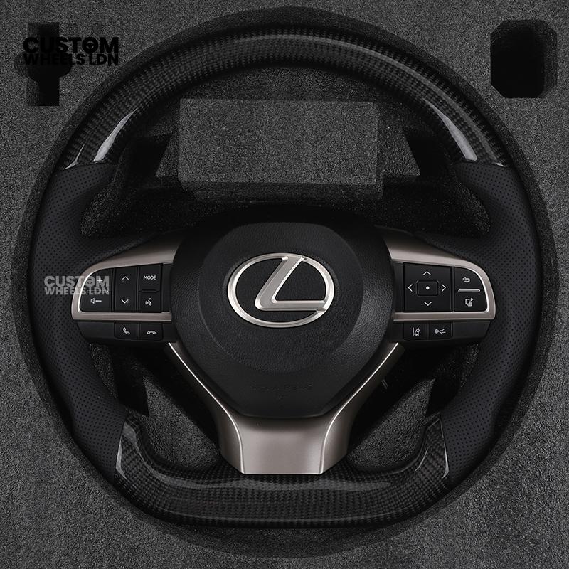 Lexus Custom Carbon Steering Wheel – Flat Bottom, Perforated Leather, OEM Controls | Fits IS, GS, RC, CT + more | Plug & Play Upgrade