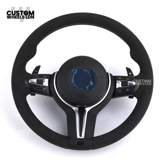 BMW Custom Steering Wheel – Full Alcantara with M Stitching & Silver Trim | Fits F20 F22 F30 F32 F36 F10 F06 F13 X1 X3 X4 X5 X6 + More
