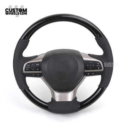 Lexus Custom Steering Wheel – Gloss Wood Trim, Smooth Black Leather, Factory Controls, OEM Finish | Fits RX, GS, IS, LS, NX + more | Plug & Play | Retrofit Upgrade for Older Models